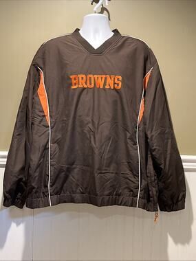 Cleveland Browns V‑Neck Pullover Brown Orange Lettering NFL Football Sweatshirt